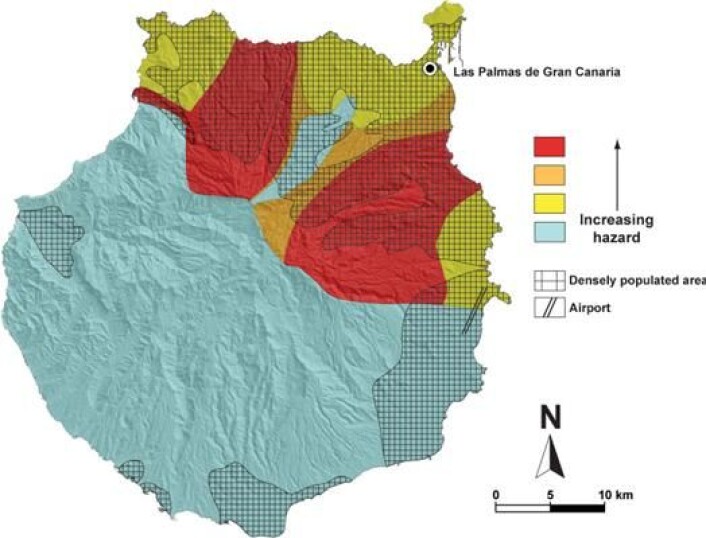 Las Palmas' knappe 400.000 innbyggere bor i en sone med økt risiko for vulkansk aktivitet. (Illustrasjon: Alejandro Rodríguez-González) Las Palmas' knappe 400.000 innbyggere bor i en sone med økt risiko for vulkansk aktivitet. (Illustrasjon: Alejandro Rodríguez-González)