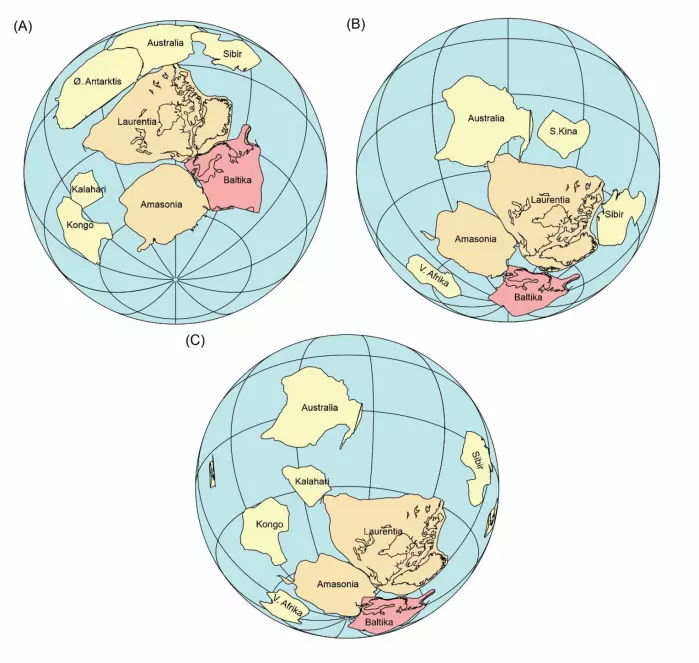 Her er tre tidligere forslag til hvordan Rodinia så ut for cirka 1.000 millioner år siden. Disse modellene har Baltika, Laurentia og Amazonia som et slags fastpunkt. Det er dette fastpunktet forskere utfordrer i en ny studie.