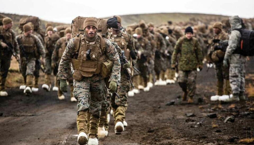 US Marines under øvelsen Trident Juncture i Norge i 2018. Når mange soldater bor og jobber tett sammen, øker faren for spredning av virus og sykdommer.