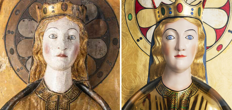 Statuen av Maria er nesten 800 år gammel. Nå er det laget en ny versjon, så lik som mulig den gamle da den var ny.