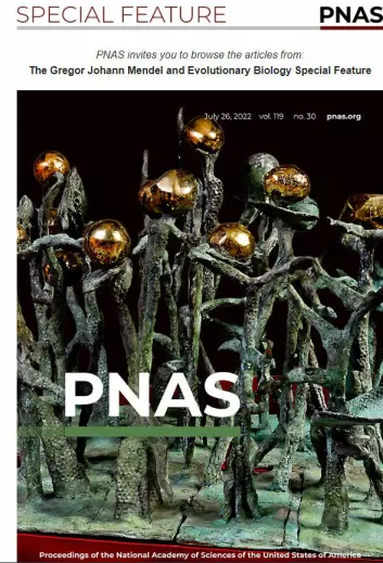 Op de omslag van de PNAS Special Issue staat een monument voor Jaromir Gargolac dat buiten het klooster in Brno in Tsjechië zal worden opgericht.  Screenshot van PNAS.