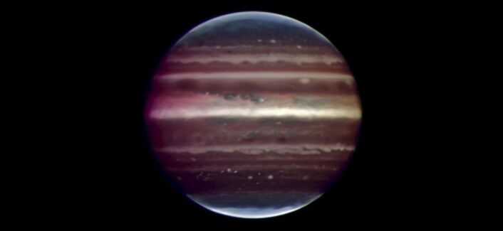 Dette bildet er det skarpeste som er tatt av Jupiter fra jorden. Planeten befinner seg omlag 600 millioner kilometer fra jorden. (Foto: ESO/F. Marchis, M. Wong, E. Marchetti, P. Amico, S. Tordo) Dette bildet er det skarpeste som er tatt av Jupiter fra jorden. Planeten befinner seg omlag 600 millioner kilometer fra jorden. (Foto: ESO/F. Marchis, M. Wong, E. Marchetti, P. Amico, S. Tordo)