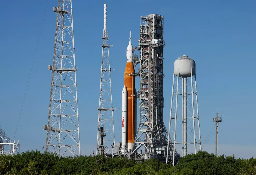 Nasa er klar til å sende opp det første romskipet under navnet Artemis i Cape Canaveral i Florida. Bildet er tatt lørdag 27. august.