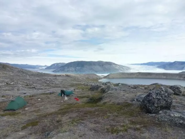 Fieldwork campsite overlooking the ice sheet margin.