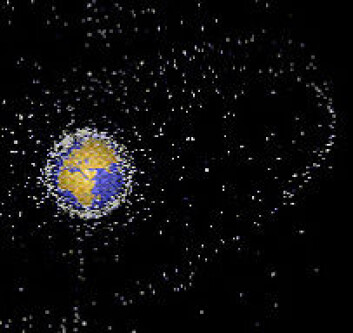 Dataplott av objekter som blir sporet i bane rundt jorda. 95 prosent av disse er romsøppel. (Illustrasjon: NASA) Dataplott av objekter som blir sporet i bane rundt jorda. 95 prosent av disse er romsøppel. (Illustrasjon: NASA)