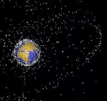 Dataplott av objekter som blir sporet i bane rundt jorda. 95 prosent av disse er romsøppel. (Illustrasjon: NASA)