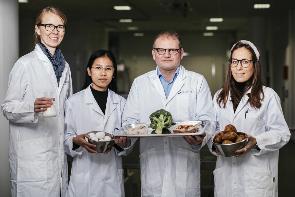 A number of food produce has been investigated, such as milk, eggs, chicken, broccoli and potatoes. From left, researching innovative processing technologies: Tone Mari Rode, Tem Thi Dang, Dagbjørn Skipnes and Estefanía Noriega Fernández.