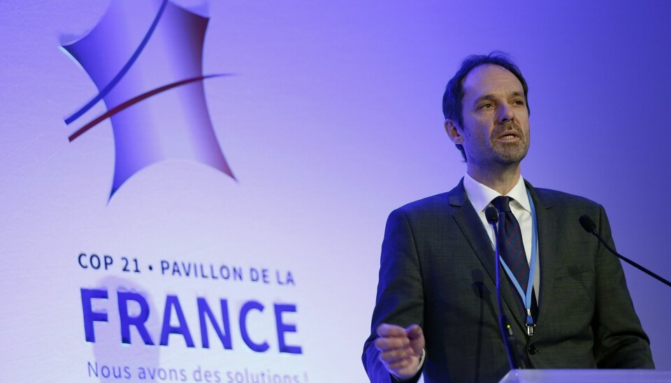 Norway's Polar Institute director Jan-Gunnar Winther delivers a speech during the "Arctic/Svalbard" presentation at the COP21 UN climate change conference in Le Bourget, northeast of Paris, on December 5, 2015. AFP PHOTO / THOMAS SAMSON