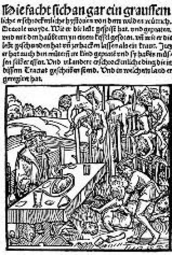 "Den historiske grev Dracula var ikke forbilde for den litterære. Virkelighetens Vlad Tepes var langt mer brutal: her blir han underholdt mens han spiser." "Den historiske grev Dracula var ikke forbilde for den litterære. Virkelighetens Vlad Tepes var langt mer brutal: her blir han underholdt mens han spiser."
