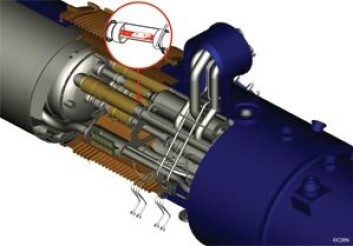 "Undersøkelsen viser at feil i en elektrisk kobling mellom to superledende magneter (vist i rødt) var årsaken til at store mengder heliumgass ble blåst ut i tunnelen den 19. september. (Illustrasjon: CERN)" "Undersøkelsen viser at feil i en elektrisk kobling mellom to superledende magneter (vist i rødt) var årsaken til at store mengder heliumgass ble blåst ut i tunnelen den 19. september. (Illustrasjon: CERN)"