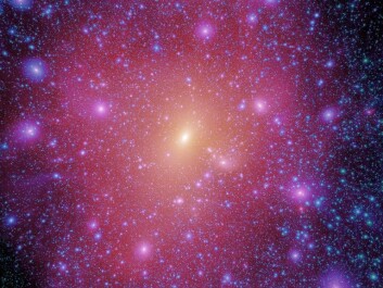 "Galakseringene (galaxy halos) er enorme strukturer, som omslutter hele galakser. Forskerne har simulert hvordan ringene ble til, helt siden Big Bang. (Illustrasjon: Vigo Consortium)" "Galakseringene (galaxy halos) er enorme strukturer, som omslutter hele galakser. Forskerne har simulert hvordan ringene ble til, helt siden Big Bang. (Illustrasjon: Vigo Consortium)"