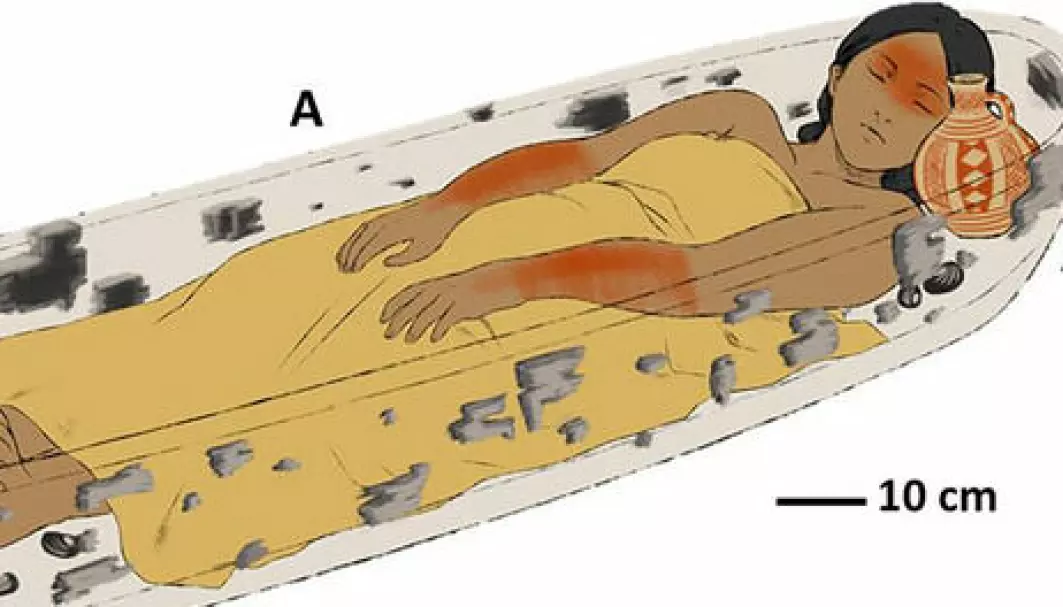 Forskerne mener trerestene som ble funnet i den 900 år gamle graven stammer fra en kano.