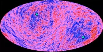 "Den kosmiske bakgrunnsstrålingen viser at universet kanskje er vridd. Illustrasjon: Groeneboom/Eriksen/NASA/WMAP"