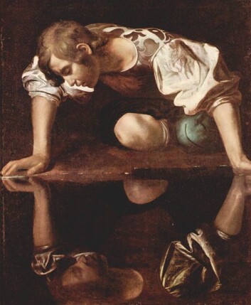 Caravaggios Narcissus. Maleriet henger i Galleria Nazionale d'Arte Antica i Roma. (Fra Wikimedia Commons) Caravaggios Narcissus. Maleriet henger i Galleria Nazionale d'Arte Antica i Roma. (Fra Wikimedia Commons)