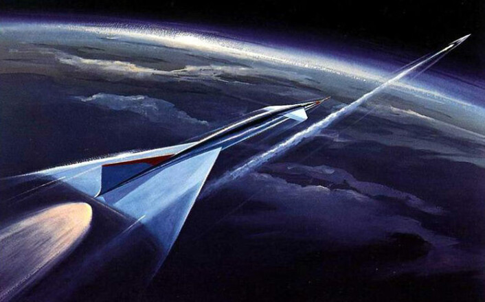 Konseptskisse av bombefly drevet med atomkraft fra 1950-tallet. Tegning: Georgia Nuclear Aircraft Laboratory. Konseptskisse av bombefly drevet med atomkraft fra 1950-tallet. Tegning: Georgia Nuclear Aircraft Laboratory.