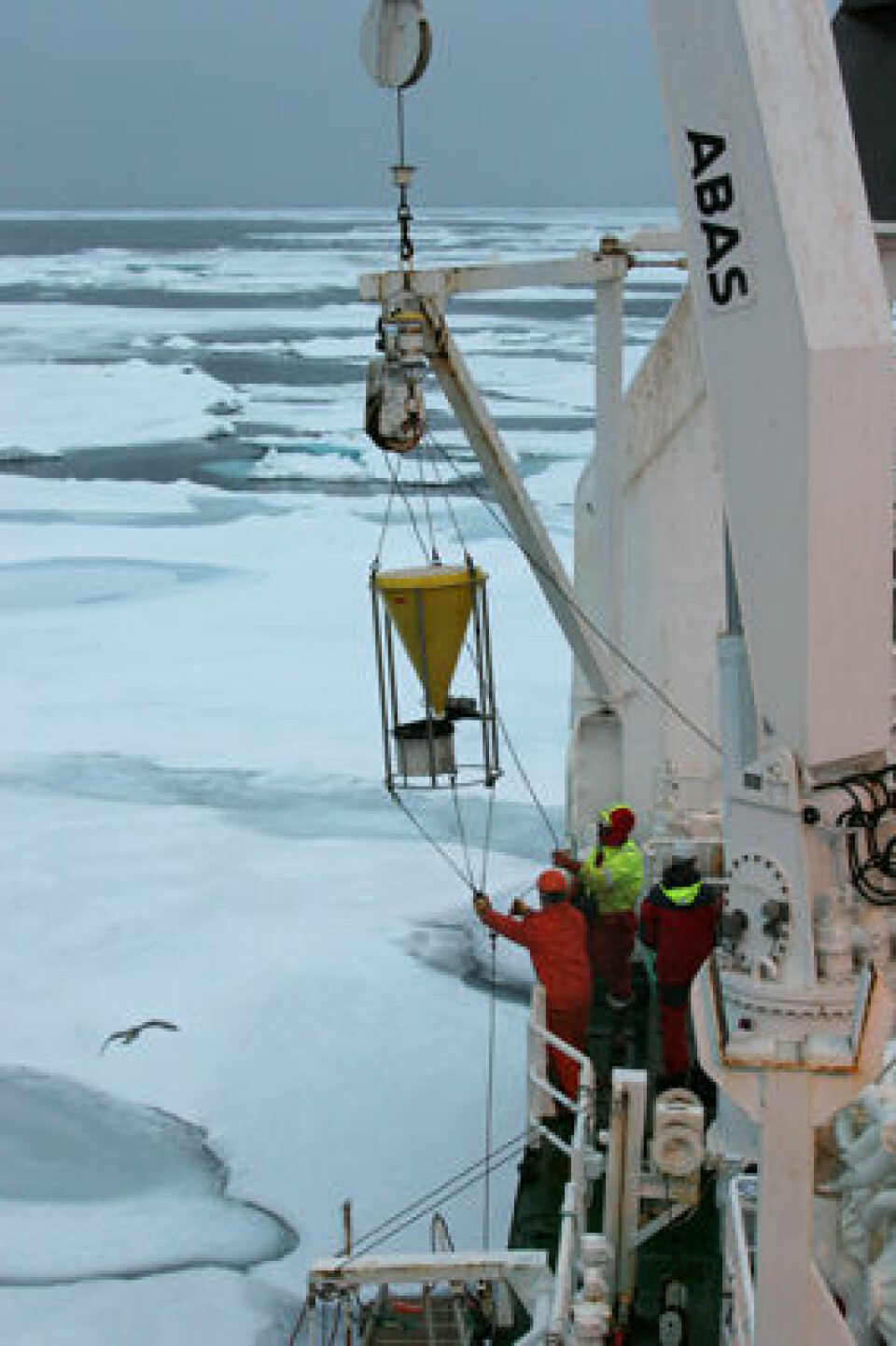 Forskerne henter inn datautstyr i Rijpfjorden på Nordaustlandet, Svalbard. (Foto: Geir Johnsen)