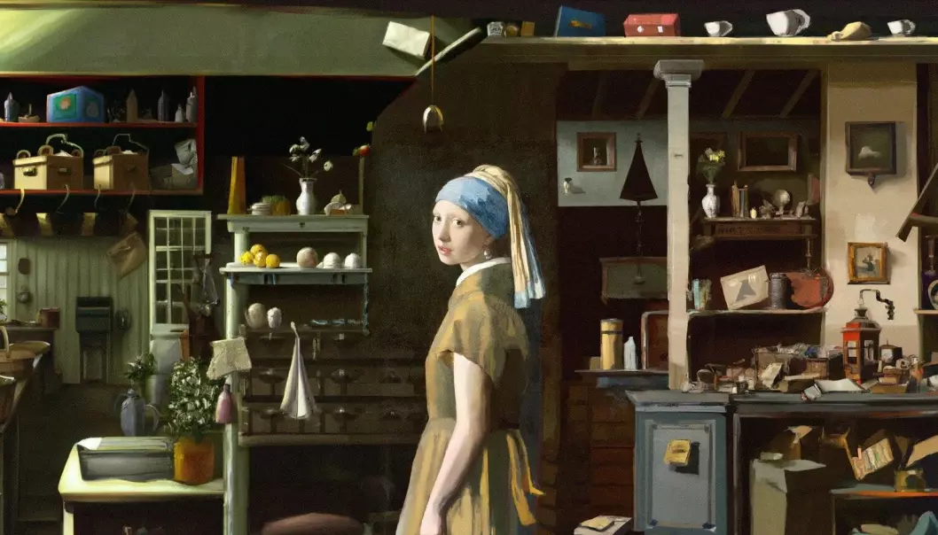 Kunstig intelligens kan også utvide kjente kunstverk, som her i Vermeers «Piken med perleøredobb».