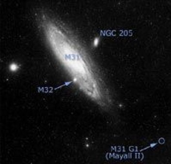 "Stjernemylderet i kulehopen M15 i stjernebildet Pegasus. (Foto: STScI/NASA)" "Stjernemylderet i kulehopen M15 i stjernebildet Pegasus. (Foto: STScI/NASA)"