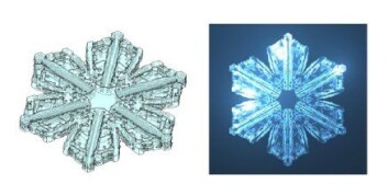 "Det samme datagenererte snøflaket, i to forskjellige fremstillinger." "Det samme datagenererte snøflaket, i to forskjellige fremstillinger."