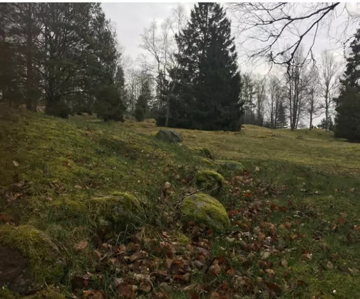 The Roman-era grave <span class="italic" data-lab-italic_desktop="italic">Stubhøj </span>and the <span class="italic" data-lab-italic_desktop="italic">Store Vikingegrav</span> at the Hunn burial site in Østfold are marked with kerbstones.