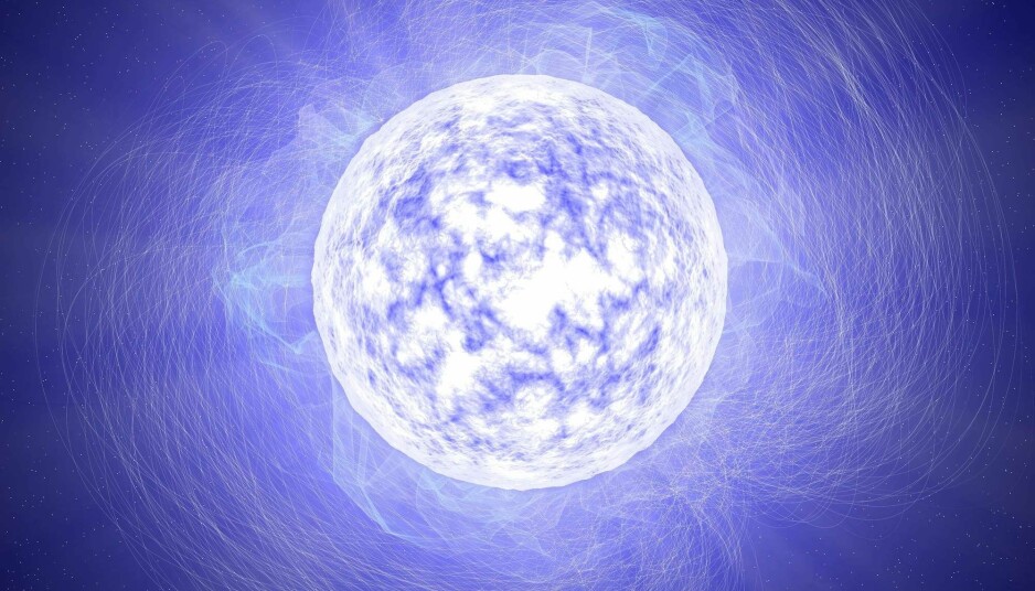Illustrasjonsbilde av en nøytronstjerne på nært hold. Dette er slik en kunstner ser for seg at det kan se ut.