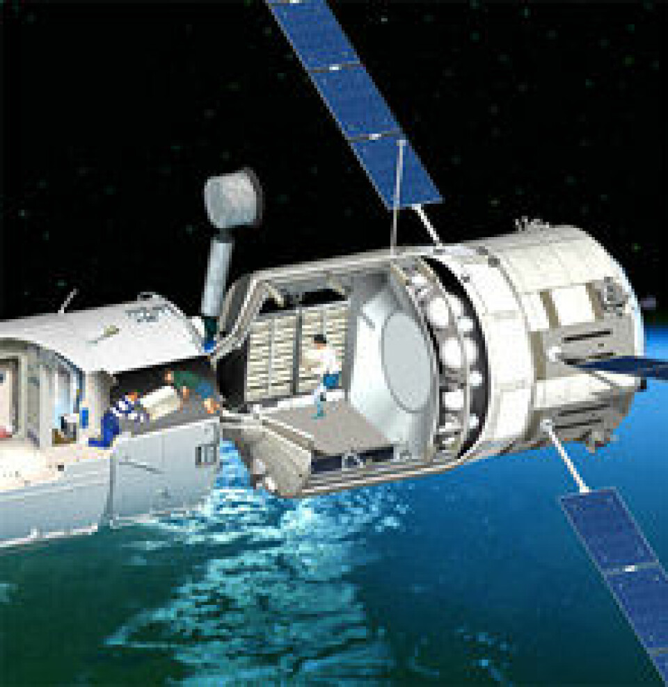 'ATV vil sitte på den russiske modulen av romstasjonen og være åpen inn til stasjonen. Her kan ATV bli i opp til et halvt år.'
