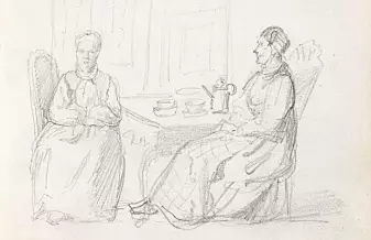 To kvinner som drikker kaffe.