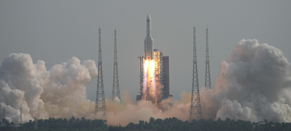 En rakett av typen Long March 5B bærer med seg Wmodulen som er med på å danne en ny romstasjon. Oppskytningen skjedde 31. oktober 2022.