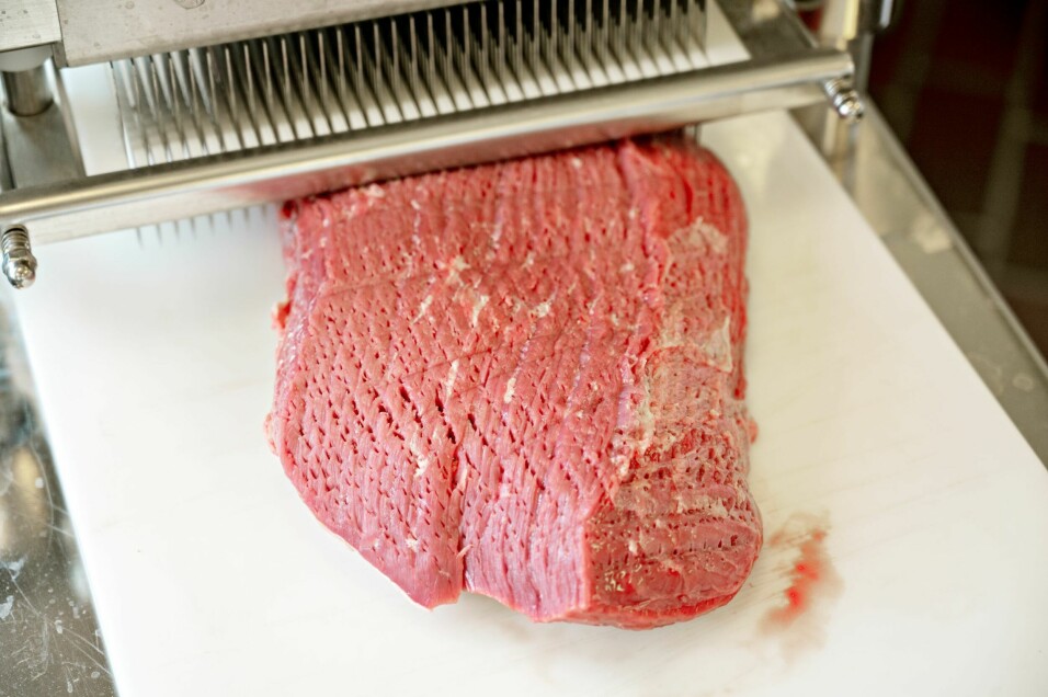 This is what a cut of top round beef looks like after mechanical tenderisation.
