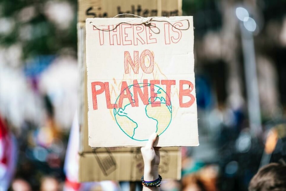 Plakat hvor det står 'det er ingen planet B' på engelsk.