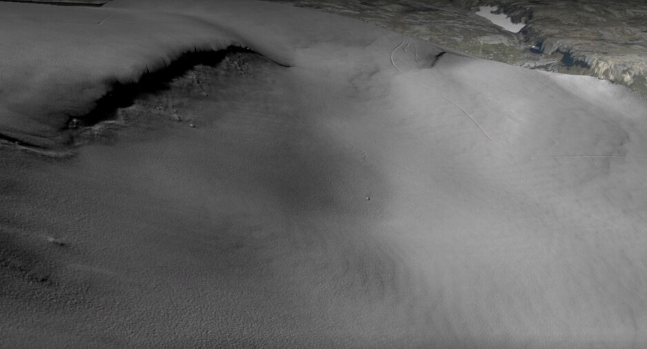 Slik ser en modell av snøoverflaten ut ved laserskanning fra drone.