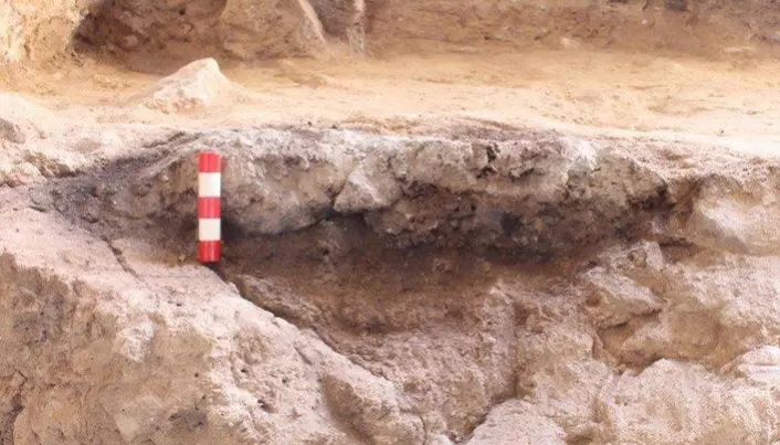 Et utgravd ildsted i Shanidar-hulen. Her ble det også funnet eldgamle matrester.