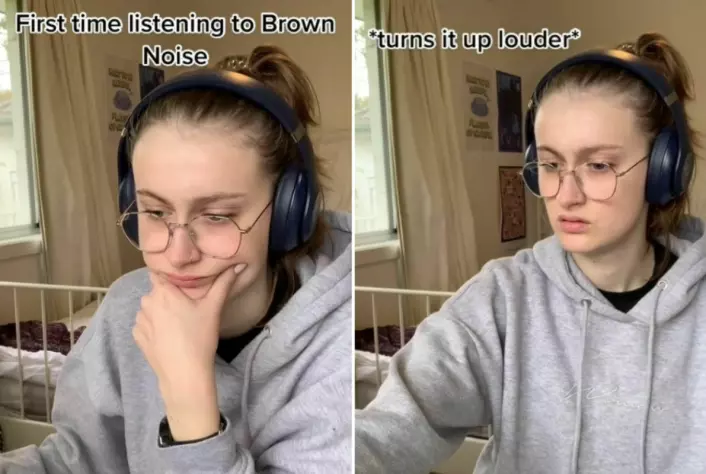 På ein topprangert TikTok-video av brukaren @NatalyaBubb, spelt 1,3 millionar gongar, ser vi den unge kvinna idet ho prøver ut brun støy for første gong.