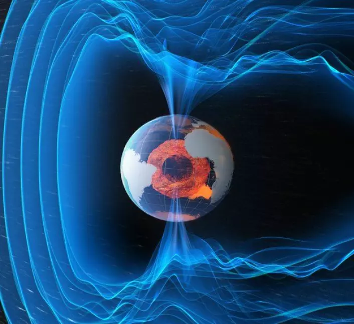 Jordas magnetfelt beskytter planeten og alt liv mot kosmisk stråling, og dannes av prosesser dypt nede i jordas indre. (Foto: ESA/ATG medialab)