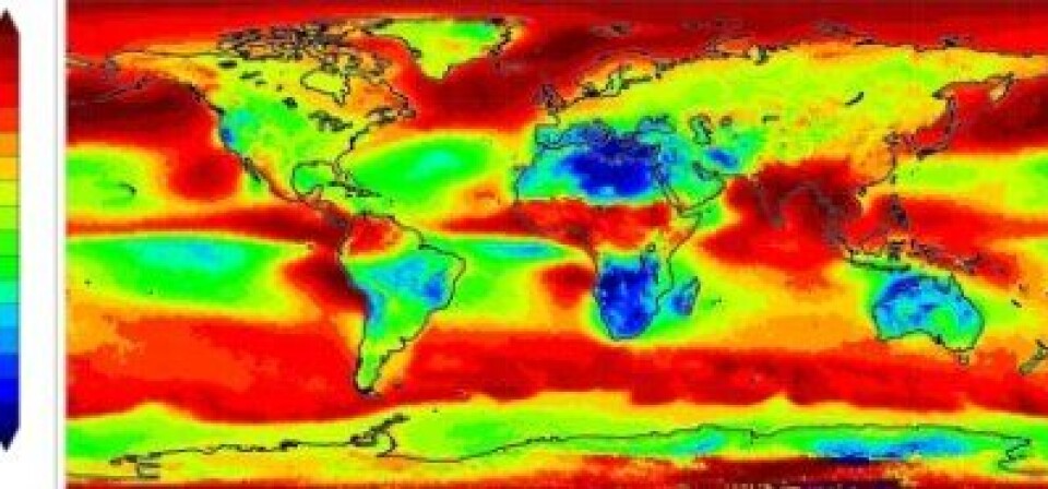 Midlere skydekke for juli måned i perioden 1989-2009, basert på satellittmålinger. Til bruk for klimaprognoser og planlegging av neste års sommerferie ... (SMHI) (Foto: SMHI)