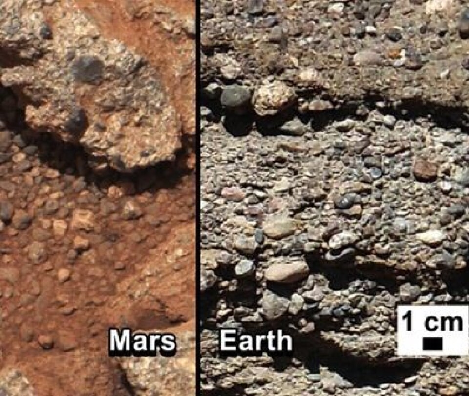 Hvor har det rent vann? Begge steder, sannsynligvis. (Foto: (Fra NASAs Curiosity web-side))