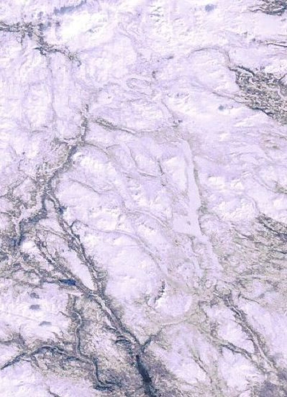 Det er vår i luften, men isen ligger fortsatt på Femunden og Aursunden. Her sett fra ENVISAT 16. mars. (Foto: (ESA MERIS))