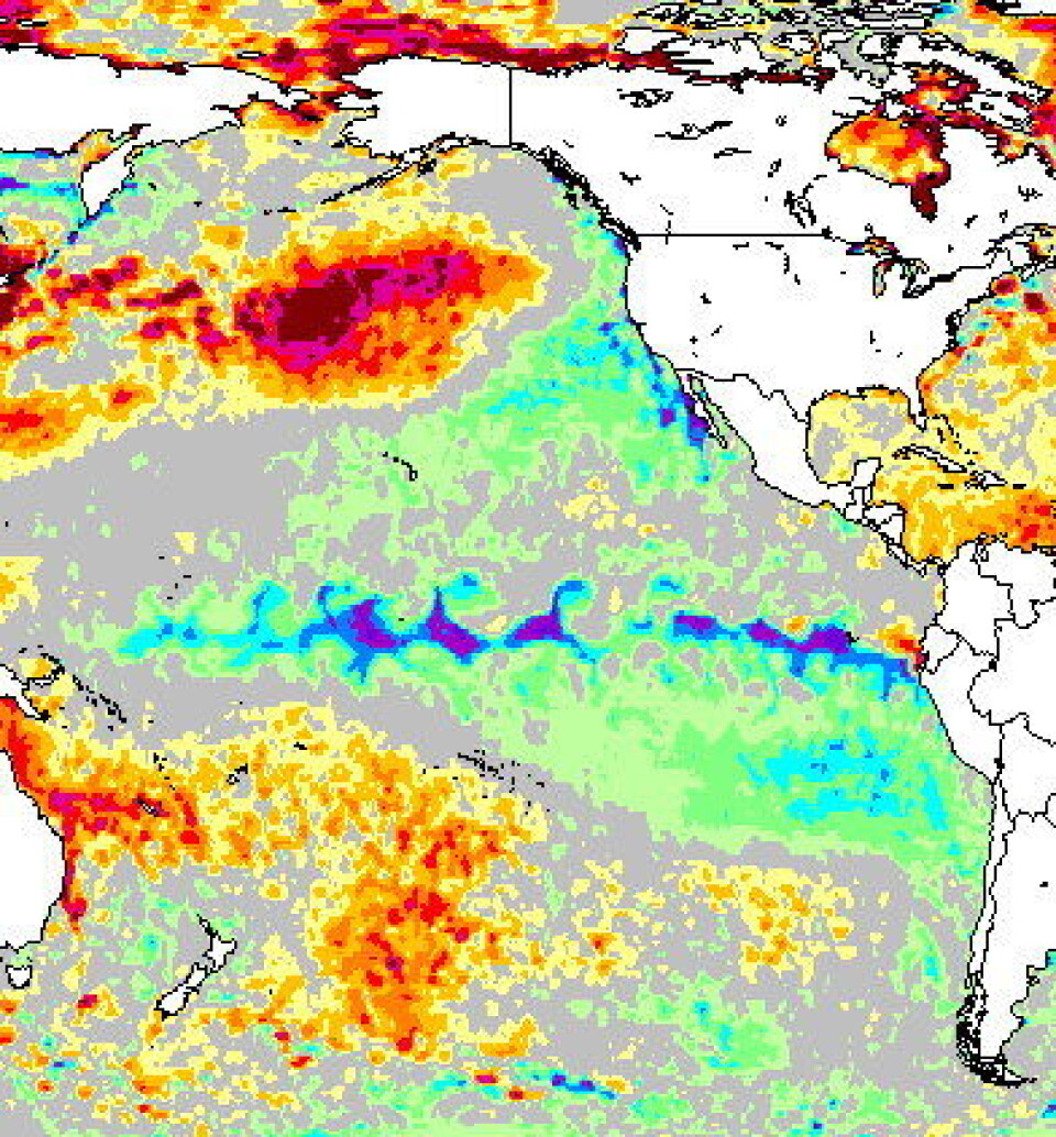 Ousland-ekspedisjonen meldte om usedvanlig varmt vann da de seilte langs nordkysten av Alaska og Canada sist helg. Satellittene var enige. Mye varmere enn normalt i Beaufort –havet 11 september. (NOAA)