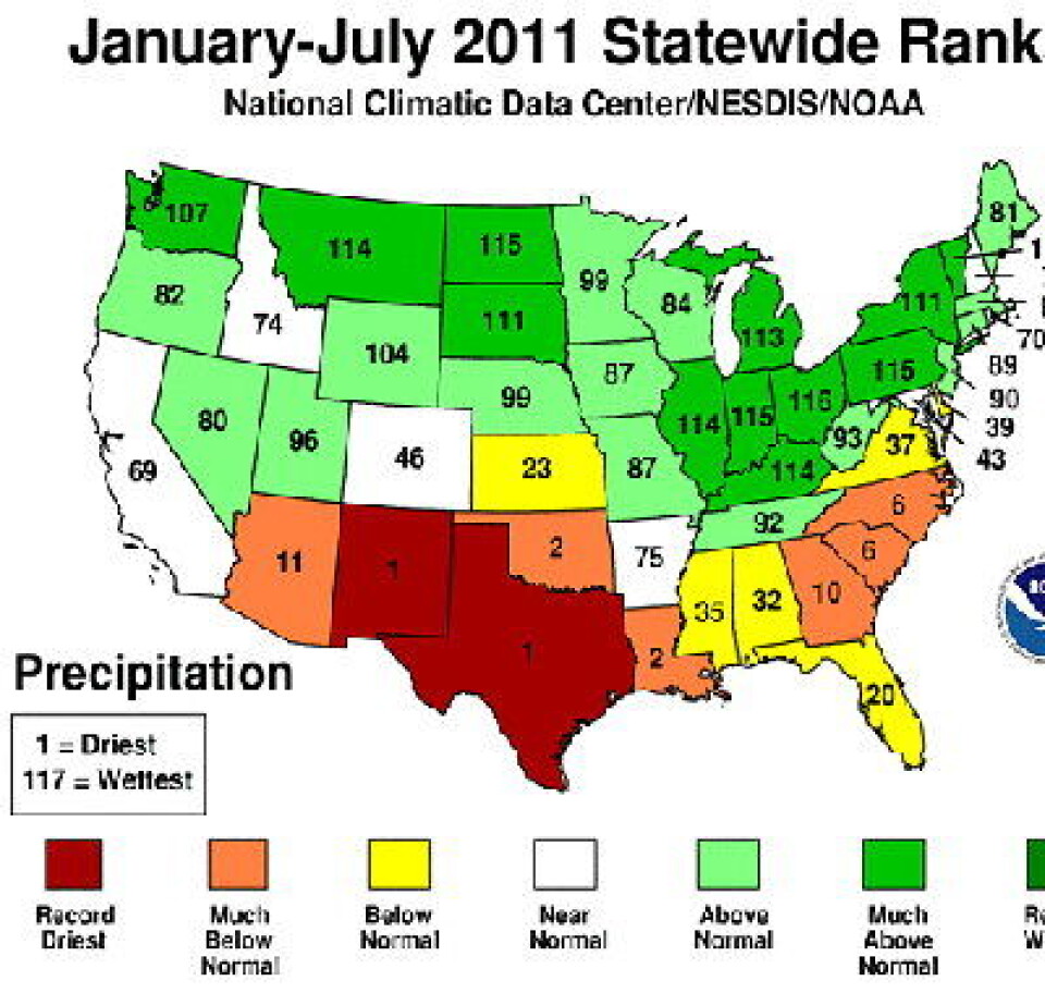 2011 er så langt det tørreste året noen gang målt i Texas og New Mexico. (Foto: (NOAA))
