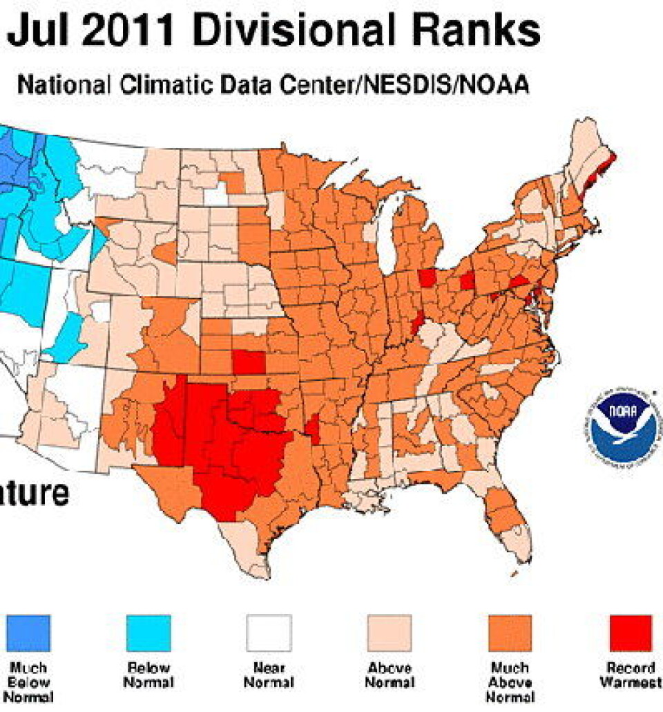 July 2011: Nye varmerekorder i Texas og Oklahoma. (Foto: (NOAA))