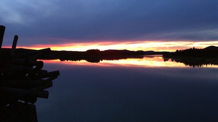 Nordhimmelen over Åsele/Sjeltie ved solnedgang i midten av august. (Foto: Øystein A. Vangsnes) Nordhimmelen over Åsele/Sjeltie ved solnedgang i midten av august. (Foto: Øystein A. Vangsnes)