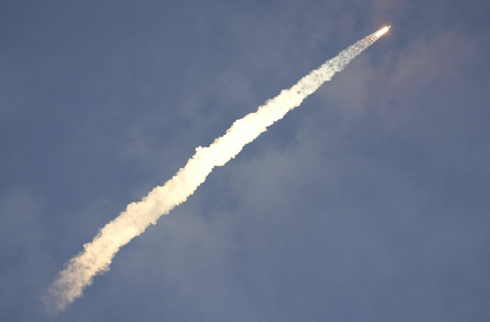 En Falcon 9-rakett fra Space X i en tidligere oppskyting fra romsenteret Cape Kennedy.