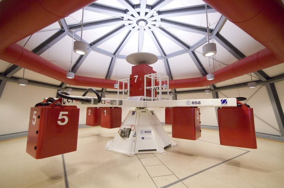LDC (Large Diameter Centrifuge) er ESAs store sentrifuge for tyngdekraftforsøk ved ESTEC i Nederland. (Foto: ESA)