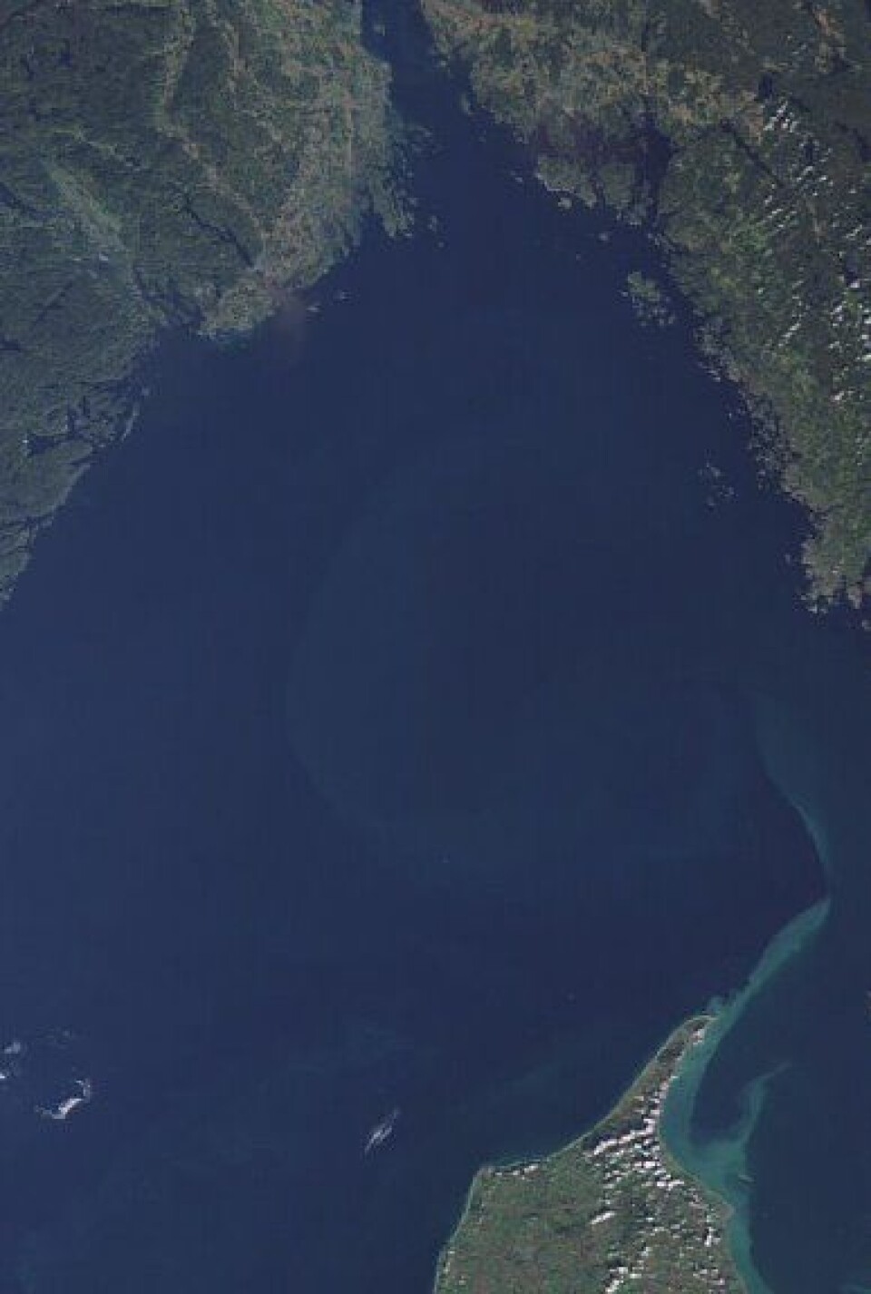 Mye spennende oseanografi mellom Skagen og Oslofjorden, her sett fra ENVISAT 7. oktober. (ESA)