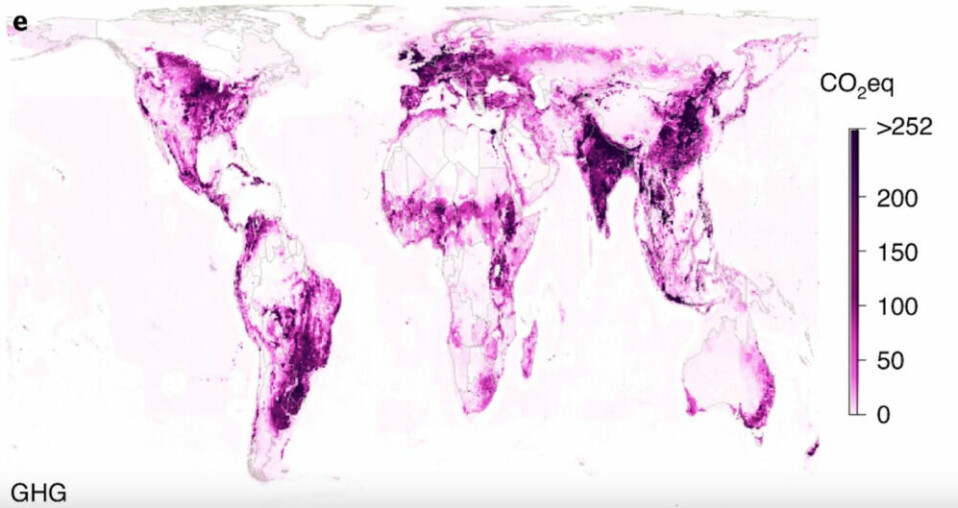 This map shows the global CO2 emissions connected to food producton.