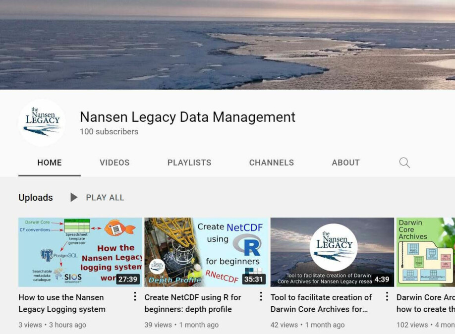 And he does his job well. His videos are shared and liked by the general public outside the project as well. Right now, the channel has 109 subscribers, but there is room for more, so please subscribe if you want to know more about Nansen Legacy or data management.