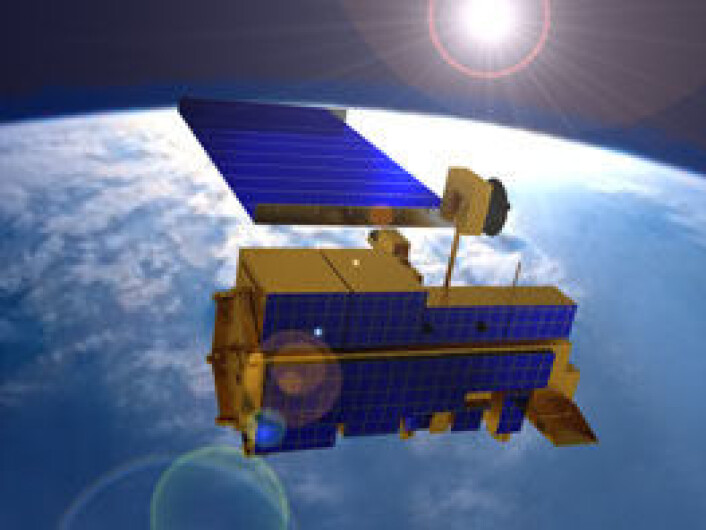 NASAs satellitt Terra måler både hvor mye lys som reflekteres fra skyene og langbølget varmestråling som forlater Jorda. (Foto: (NASA)) NASAs satellitt Terra måler både hvor mye lys som reflekteres fra skyene og langbølget varmestråling som forlater Jorda. (Foto: (NASA))