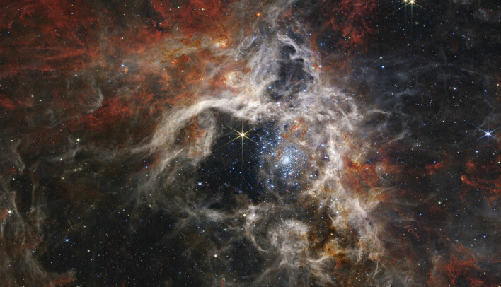Tarantelltåken, fotografert av James Webb-romteleskopet. Bildet ble offentliggjort 6. september i år.
