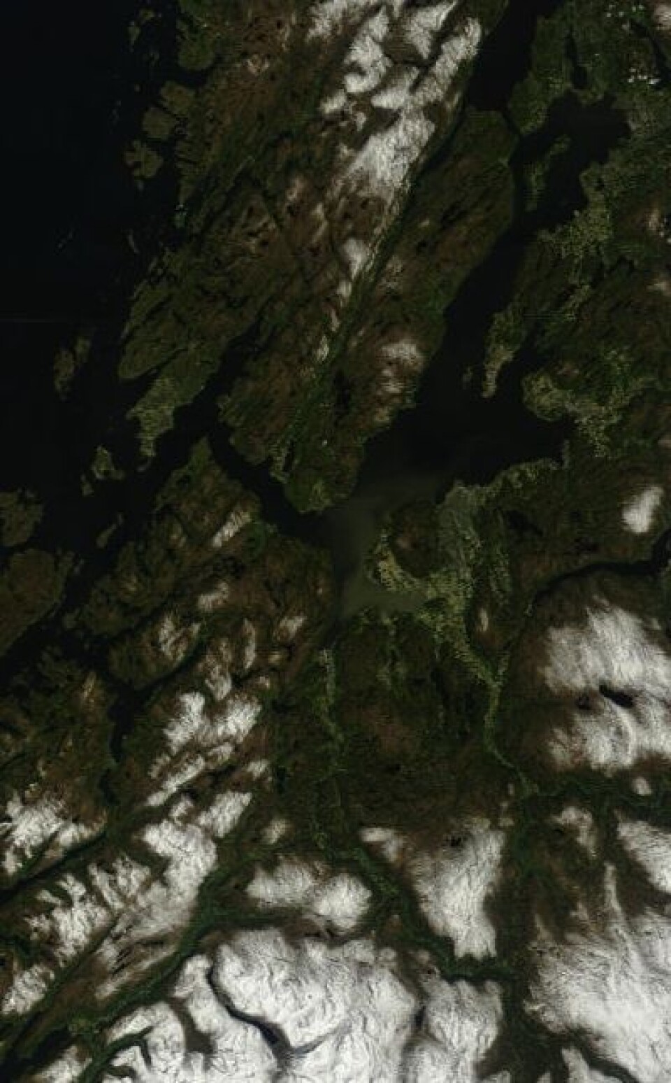Joda, det kan være fint vær i Trøndelag også. Her sett fra Terra-satellitten lørdag 26. mai. (Foto: (NASA Terra MODIS))