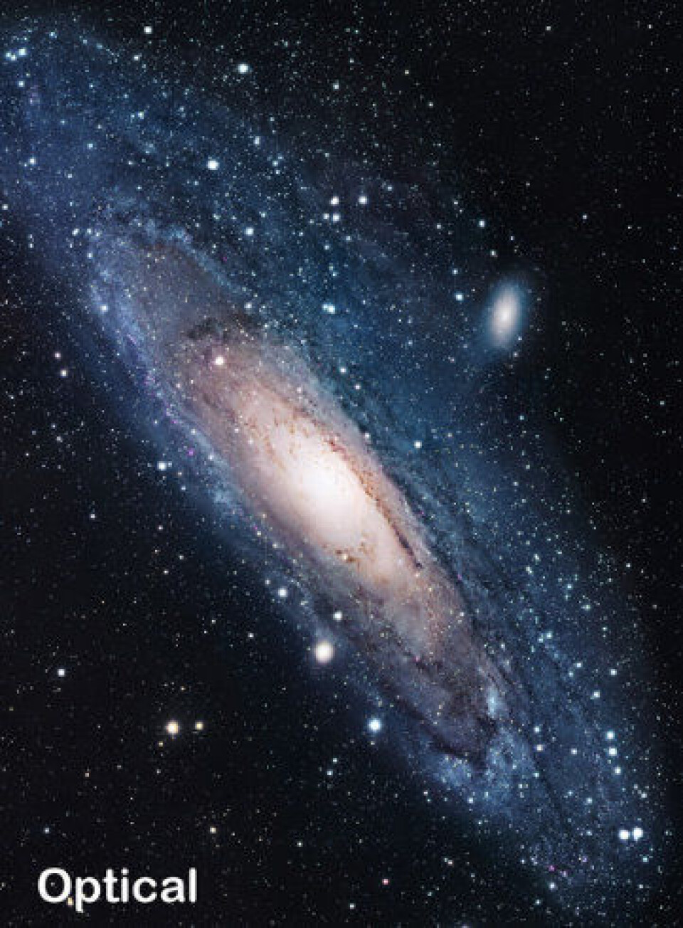 Andromeda-galaksen slik den ser ut observert med 'vanlig lys'. (R. Gendler)